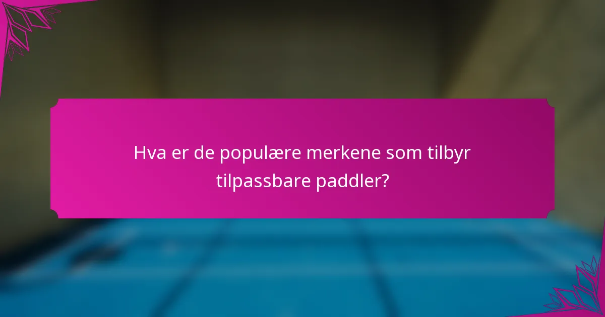 Hva er de populære merkene som tilbyr tilpassbare paddler?