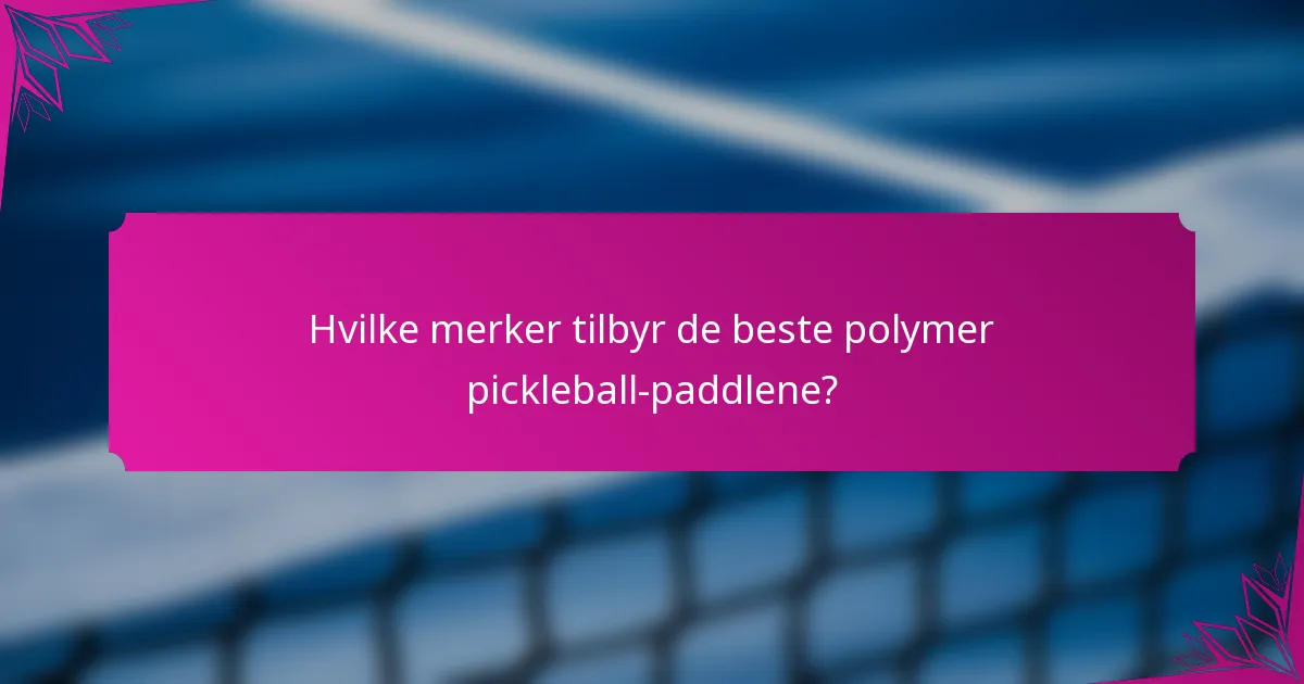 Hvilke merker tilbyr de beste polymer pickleball-paddlene?