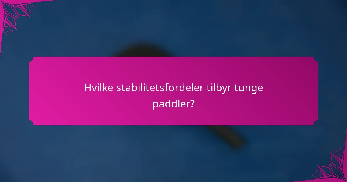 Hvilke stabilitetsfordeler tilbyr tunge paddler?