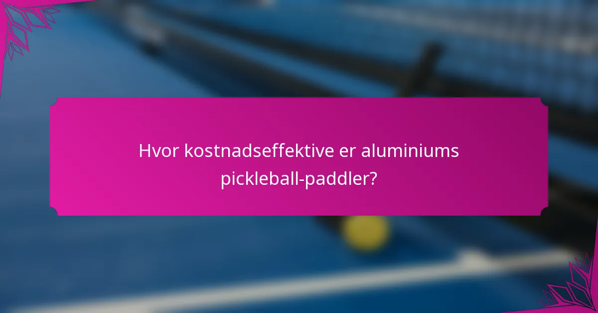 Hvor kostnadseffektive er aluminiums pickleball-paddler?
